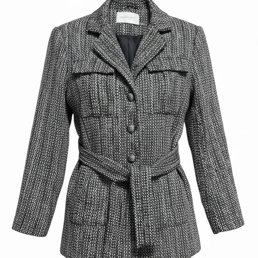 Mustard Seed Tweed Coat Blazer & Button Front Dress Set Black Ivory Small NWT - Picture 5 of 8